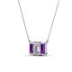 4 - Veronica 6x4 mm Emerald Shape Lab Grown Diamond and Amethyst Three Stone Pendant Necklace 