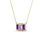 4 - Veronica 6x4 mm Emerald Shape Lab Grown Diamond and Amethyst Three Stone Pendant Necklace 