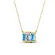4 - Veronica 6x4 mm Emerald Shape Lab Grown Diamond and Blue Topaz Three Stone Pendant Necklace 