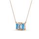 4 - Veronica 6x4 mm Emerald Shape Lab Grown Diamond and Blue Topaz Three Stone Pendant Necklace 
