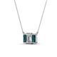 4 - Veronica 6x4 mm Emerald Shape Lab Grown Diamond and London Blue Topaz Three Stone Pendant Necklace 