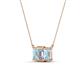 4 - Veronica 6x4 mm Emerald Shape Lab Grown Diamond and Aquamarine Three Stone Pendant Necklace 