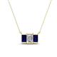 1 - Veronica 6x4 mm Emerald Shape Lab Grown Diamond and Blue Sapphire Three Stone Pendant Necklace 