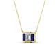 4 - Veronica 6x4 mm Emerald Shape Lab Grown Diamond and Blue Sapphire Three Stone Pendant Necklace 
