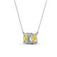 4 - Veronica 6x4 mm Emerald Shape Lab Grown Diamond and Yellow Sapphire Three Stone Pendant Necklace 