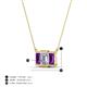 5 - Veronica 6x4 mm Emerald Shape Lab Grown Diamond and Amethyst Three Stone Pendant Necklace 