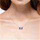 6 - Veronica 6x4 mm Emerald Shape Lab Grown Diamond and Iolite Three Stone Pendant Necklace 