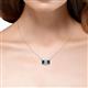 6 - Veronica 6x4 mm Emerald Shape Lab Grown Diamond and London Blue Topaz Three Stone Pendant Necklace 