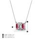 5 - Veronica 6x4 mm Emerald Shape Lab Grown Diamond and Pink Tourmaline Three Stone Pendant Necklace 