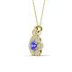 3 - Alice 5.00 mm Round Tanzanite and Diamond Floral Halo Pendant Necklace 