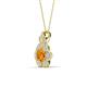3 - Alice 5.00 mm Round Citrine and Diamond Floral Halo Pendant Necklace 