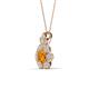 3 - Alice 5.00 mm Round Citrine and Diamond Floral Halo Pendant Necklace 