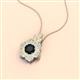 2 - Alice 5.00 mm Round Black and White Diamond Floral Halo Pendant Necklace 