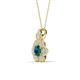 3 - Alice 5.00 mm Round Blue and White Diamond Floral Halo Pendant Necklace 