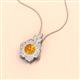 2 - Alice 5.00 mm Round Citrine and Diamond Floral Halo Pendant Necklace 