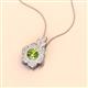 2 - Alice 5.00 mm Round Peridot and Diamond Floral Halo Pendant Necklace 