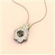 2 - Alice 5.00 mm Round Smoky Quartz and Diamond Floral Halo Pendant Necklace 