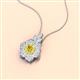 2 - Alice 5.00 mm Round Lab Created Yellow Sapphire and Diamond Floral Halo Pendant Necklace 