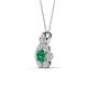 3 - Alice 5.00 mm Round Emerald and Diamond Floral Halo Pendant Necklace 