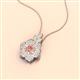 2 - Alice 5.00 mm Round Morganite and Diamond Floral Halo Pendant Necklace 