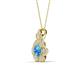 3 - Alice 5.00 mm Round Blue Topaz and Diamond Floral Halo Pendant Necklace 