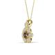 3 - Alice 5.00 mm Round Smoky Quartz and Diamond Floral Halo Pendant Necklace 
