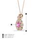 4 - Alice 5.00 mm Round Lab Created Pink Sapphire and Diamond Floral Halo Pendant Necklace 