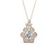 1 - Alice 5.00 mm Round GIA Certified Natural Diamond and Lab Grown Diamond Floral Halo Pendant Necklace 