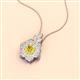2 - Alice 5.00 mm Round Lab Created Yellow Sapphire and Lab Grown Diamond Floral Halo Pendant Necklace 