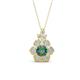 1 - Alice 5.00 mm Round Lab Created Alexandrite and Lab Grown Diamond Floral Halo Pendant Necklace 