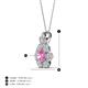 4 - Alice 5.00 mm Round Lab Created Pink Sapphire and Lab Grown Diamond Floral Halo Pendant Necklace 