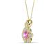 3 - Alice 5.00 mm Round Lab Created Pink Sapphire and Lab Grown Diamond Floral Halo Pendant Necklace 