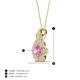 4 - Alice 5.00 mm Round Lab Created Pink Sapphire and Lab Grown Diamond Floral Halo Pendant Necklace 