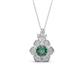 1 - Alice 5.00 mm Round Lab Created Alexandrite and Lab Grown Diamond Floral Halo Pendant Necklace 