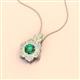 2 - Alice 5.00 mm Round Lab Created Alexandrite and Lab Grown Diamond Floral Halo Pendant Necklace 