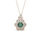 1 - Alice 5.00 mm Round Lab Created Alexandrite and Lab Grown Diamond Floral Halo Pendant Necklace 