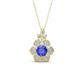 1 - Alice 5.00 mm Round Tanzanite and Lab Grown Diamond Floral Halo Pendant Necklace 