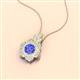 2 - Alice 5.00 mm Round Tanzanite and Lab Grown Diamond Floral Halo Pendant Necklace 