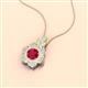 2 - Alice 5.00 mm Round Ruby and Lab Grown Diamond Floral Halo Pendant Necklace 