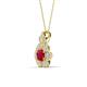 3 - Alice 5.00 mm Round Ruby and Lab Grown Diamond Floral Halo Pendant Necklace 