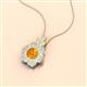 2 - Alice 5.00 mm Round Citrine and Lab Grown Diamond Floral Halo Pendant Necklace 