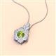 2 - Alice 5.00 mm Round Peridot and Lab Grown Diamond Floral Halo Pendant Necklace 