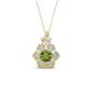 1 - Alice 5.00 mm Round Peridot and Lab Grown Diamond Floral Halo Pendant Necklace 