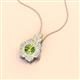 2 - Alice 5.00 mm Round Peridot and Lab Grown Diamond Floral Halo Pendant Necklace 