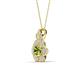 3 - Alice 5.00 mm Round Peridot and Lab Grown Diamond Floral Halo Pendant Necklace 
