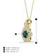 4 - Alice 5.00 mm Round London Blue Topaz and Lab Grown Diamond Floral Halo Pendant Necklace 
