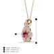 4 - Alice 5.00 mm Round Pink Tourmaline and Lab Grown Diamond Floral Halo Pendant Necklace 