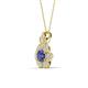 3 - Alice 5.00 mm Round Iolite and Lab Grown Diamond Floral Halo Pendant Necklace 