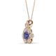 3 - Alice 5.00 mm Round Iolite and Lab Grown Diamond Floral Halo Pendant Necklace 