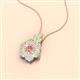 2 - Alice 5.00 mm Round Morganite and Lab Grown Diamond Floral Halo Pendant Necklace 